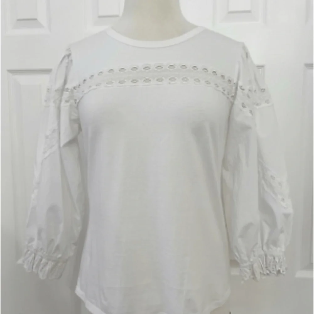 ANTHROPOLOGIE / La Vie WHITE COTTON EYELET TOP